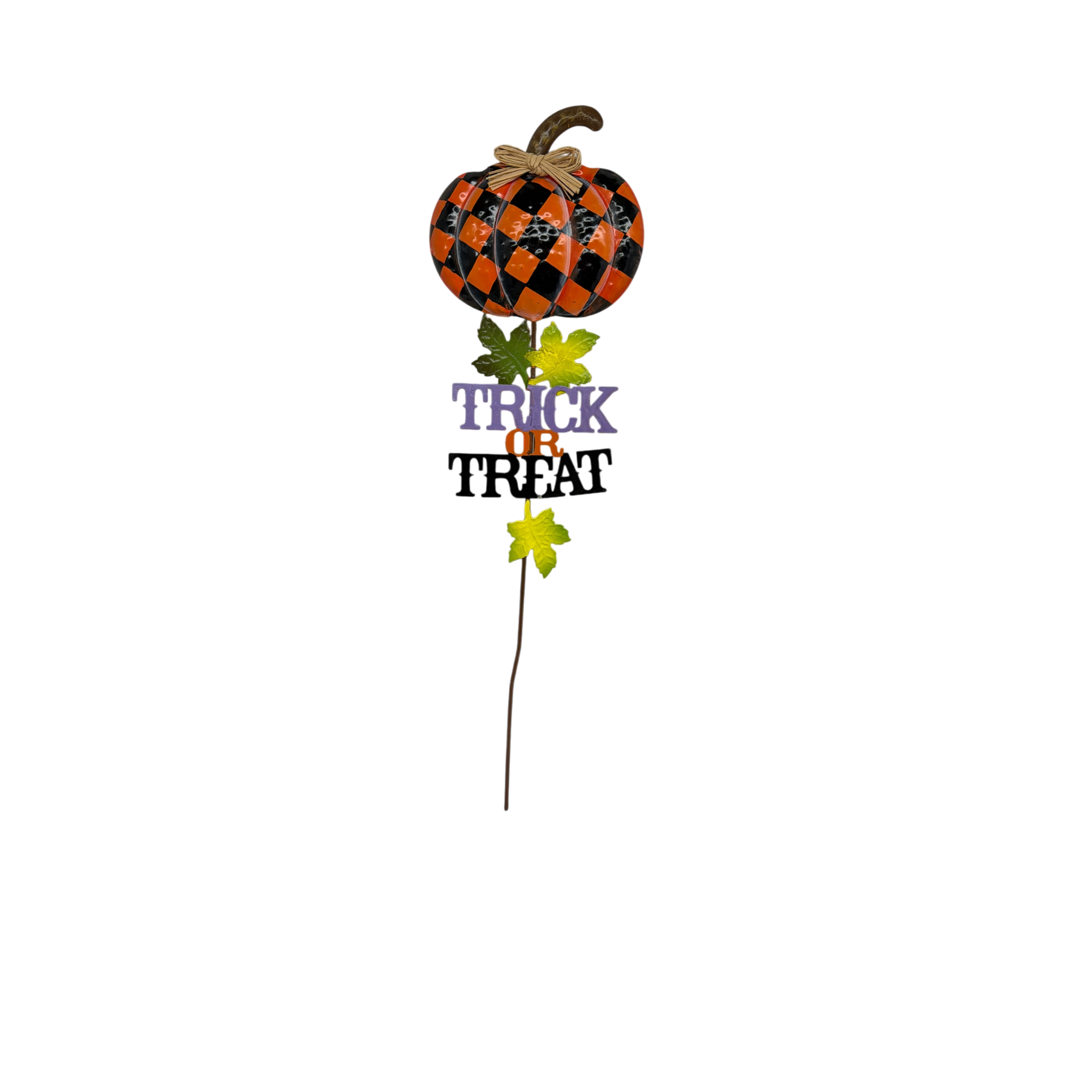 Trick Or Treat Black and Orange Pumpkin Garden Stake