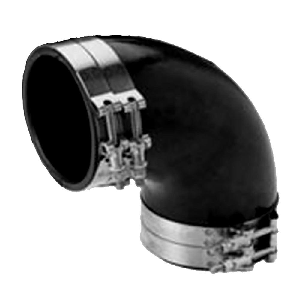 Trident Marine 4" ID 90-Degree EPDM Black Rubber Molded Wet Exhaust Elbow w/4 T-Bolt