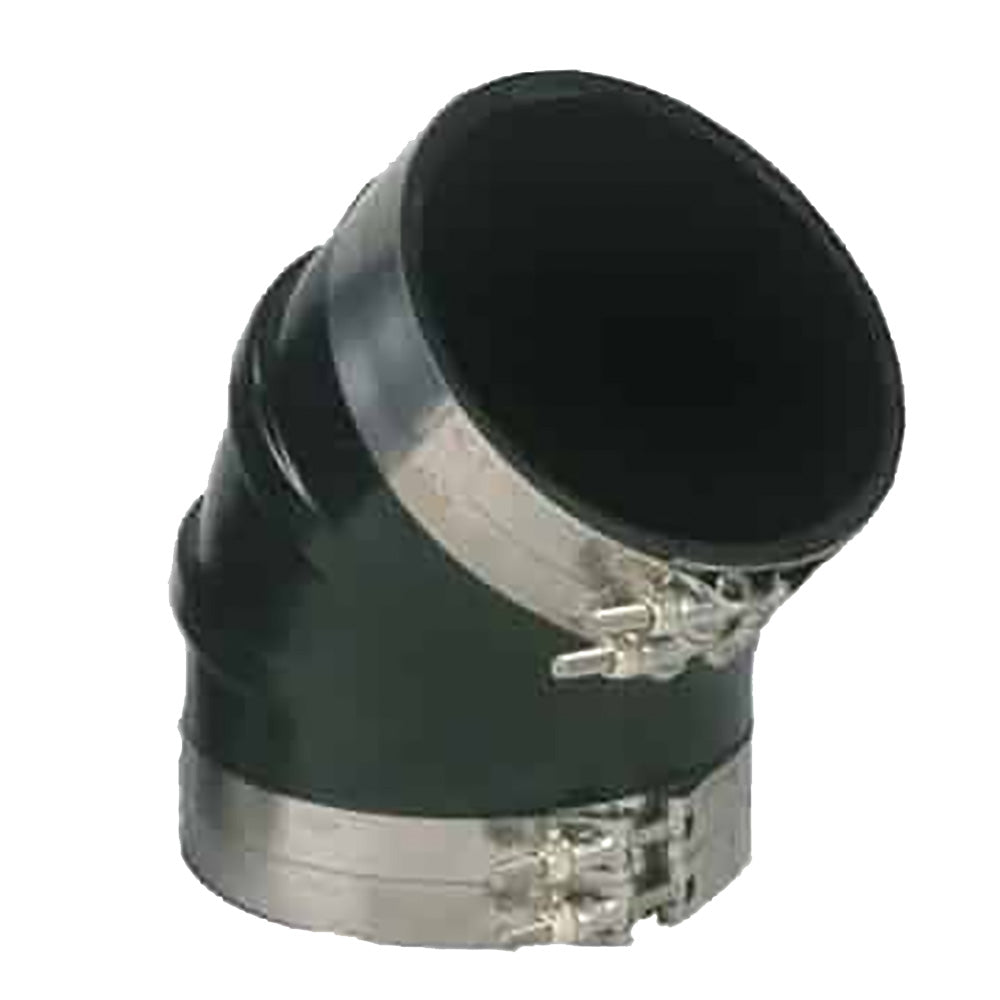 Trident Marine 8" ID 45-Degree EPDM Black Rubber Molded Wet Exhaust Elbow w/4 T-Bolt