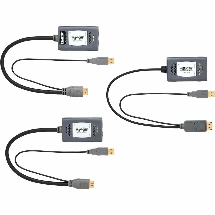 Tripp Lite 2-Port HDMI over Cat6 Extender Kit, Pigtail Transmitter/2x Receivers, 4K 60