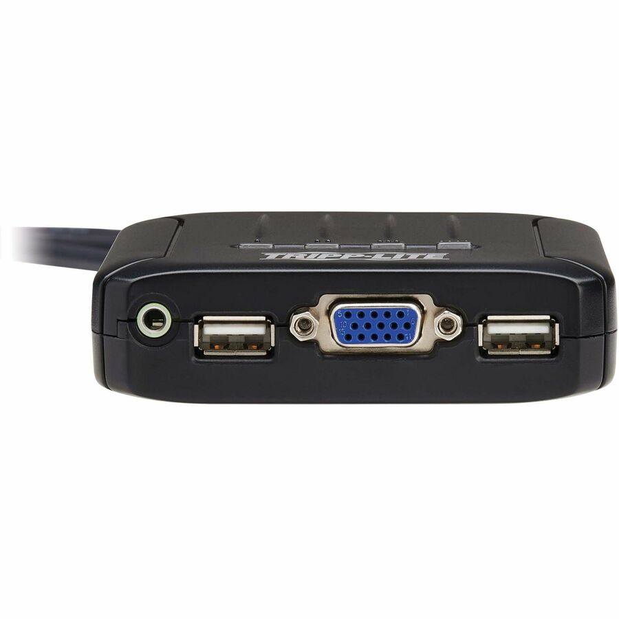 Tripp Lite 4-Port VGA KVM Switch with Built-In VGA, USB and 3.5 mm Audio Cables - 4
