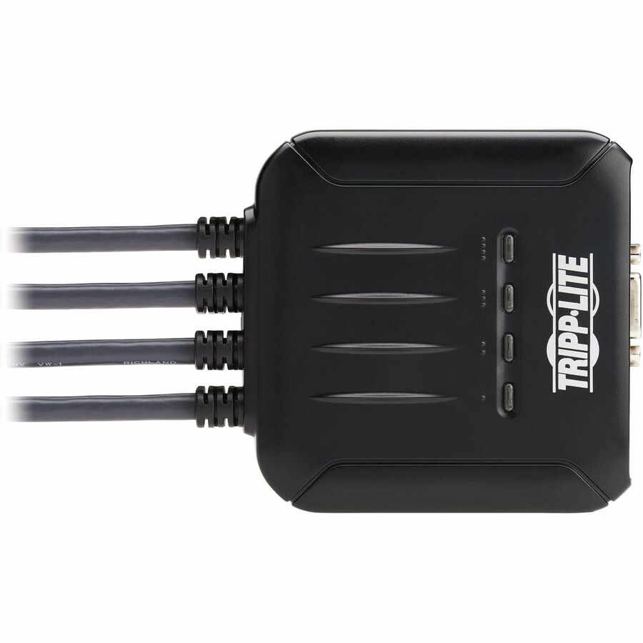 Tripp Lite 4-Port VGA KVM Switch with Built-In VGA, USB and 3.5 mm Audio Cables - 4