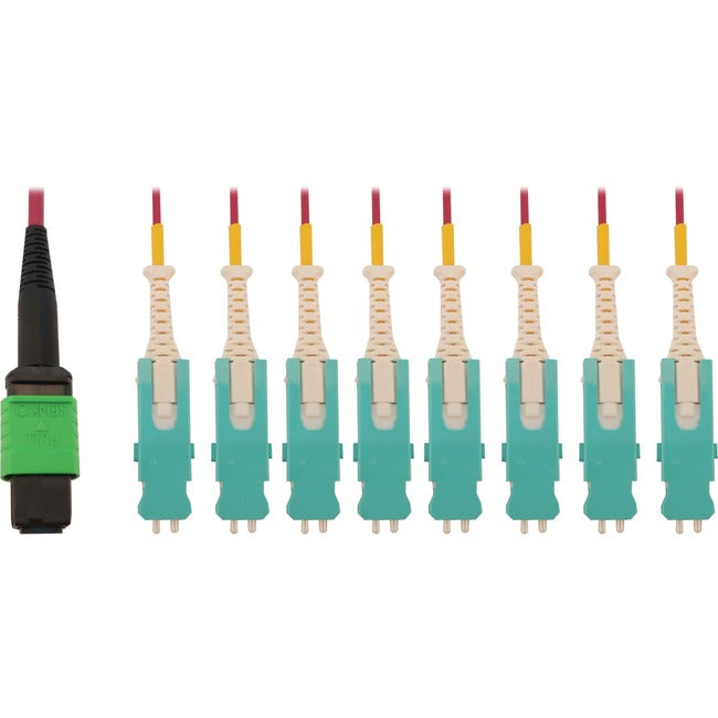 Tripp Lite 40/100/400G Multimode 50/125 Om4 Breakout Fiber Optic Cable (16F Mtp/Mpo-Apc To 8X Duplex Sn-Pc F/M), Lszh, Magenta, 3 M (9.8 Ft.) - Breakout Cable - Mtp/Mpo-16 Multi-Mode (F) To Sn Multi-Mode (M) - 3 M - 0.1 In - Fiber Optic - Duplex - 50 / 12