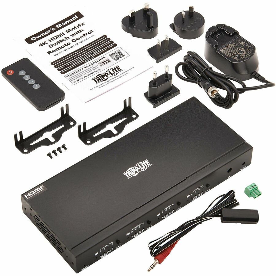 Tripp Lite 4x4 HDMI Matrix Switch/Splitter with Remote Control and Multi-Resolution