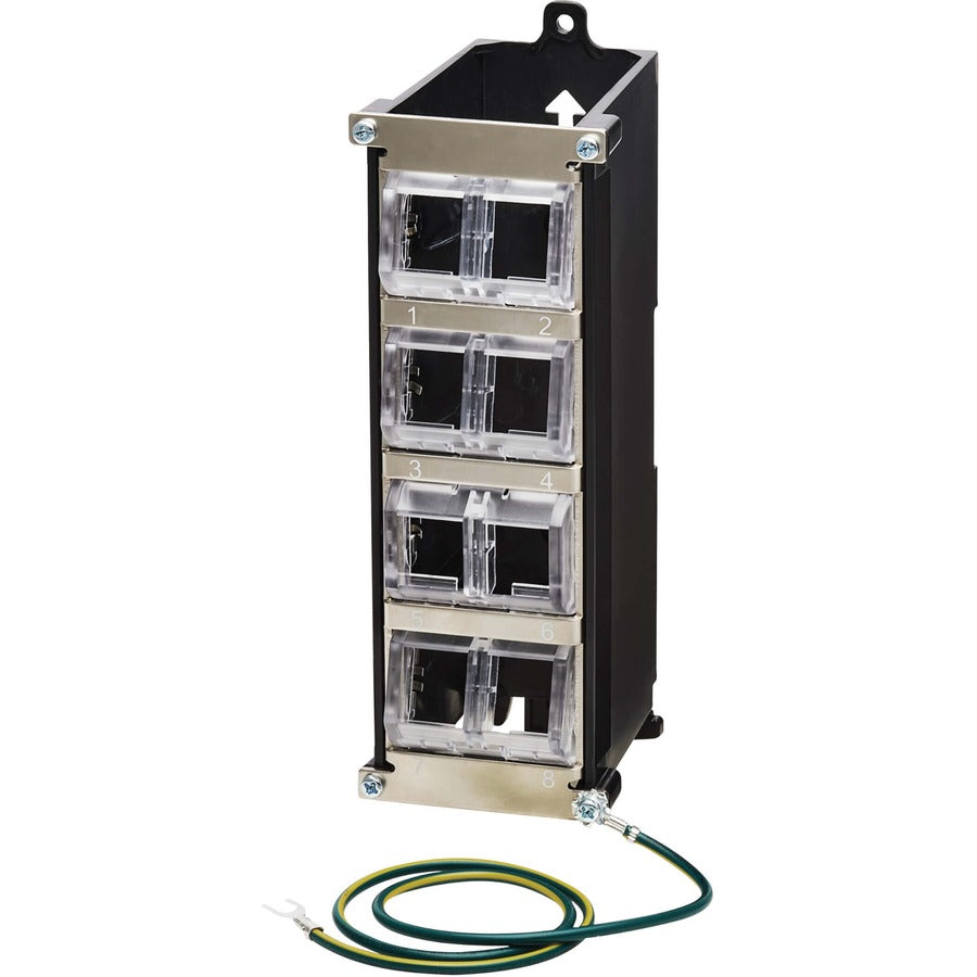 Tripp Lite 8-Port Metal DIN-Rail Mounting Keystone Patch Panel with Grounding, Black/Silver, TAA