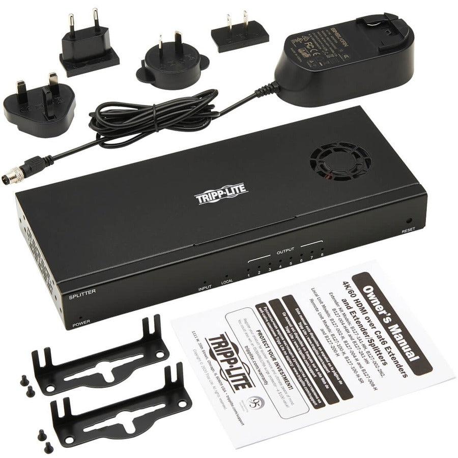 Tripp Lite B127-008-H 8-Port Hdmi Over Cat6 Splitter/Extender, Transmitter For Video/Audio, 4K 60 Hz, Poc, 125 Ft., Taa