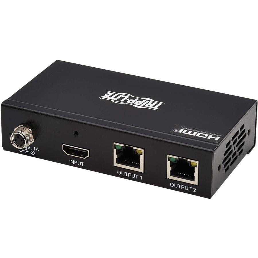 Tripp Lite B127A-002-Bh 2-Port Hdmi Over Cat6 Splitter - 4K 60 Hz, Hdr, 4:4:4, Poc, Hdcp 2.2, 230 Ft. (70.1 M), Taa