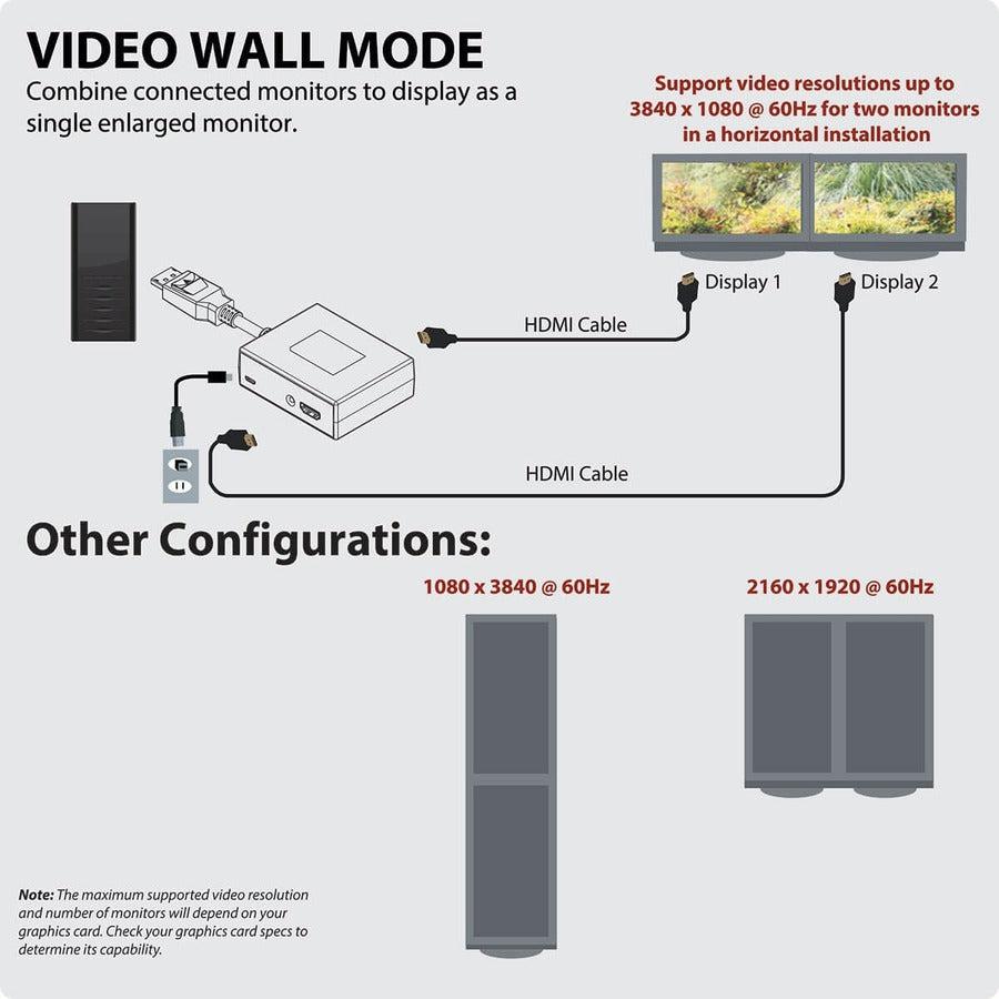 Tripp Lite B156-002-Hd-V2 2-Port Displayport To Hdmi Multi-Monitor Splitter, Mst Hub, 4K 60Hz Uhd, Dp1.2, Taa