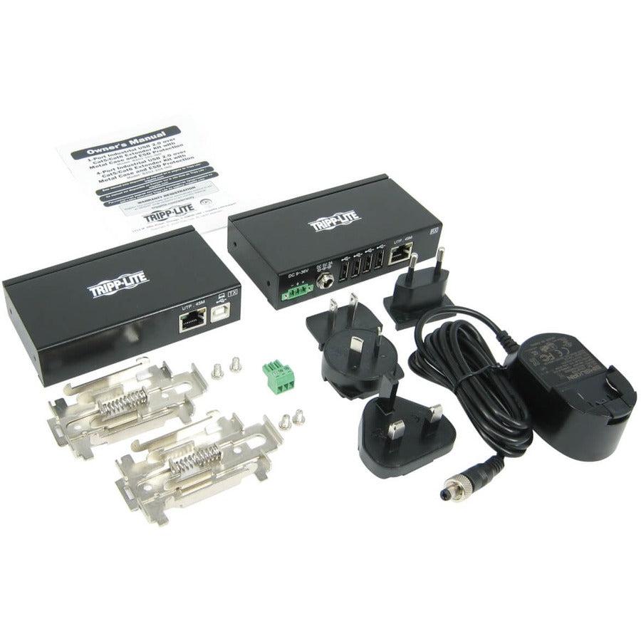 Tripp Lite B203-104-Ind 4-Port Industrial Usb Over Cat6 Extender, Esd Protection, Poc - Usb 2.0, Mountable, 150 Ft. (45.72 M), Taa