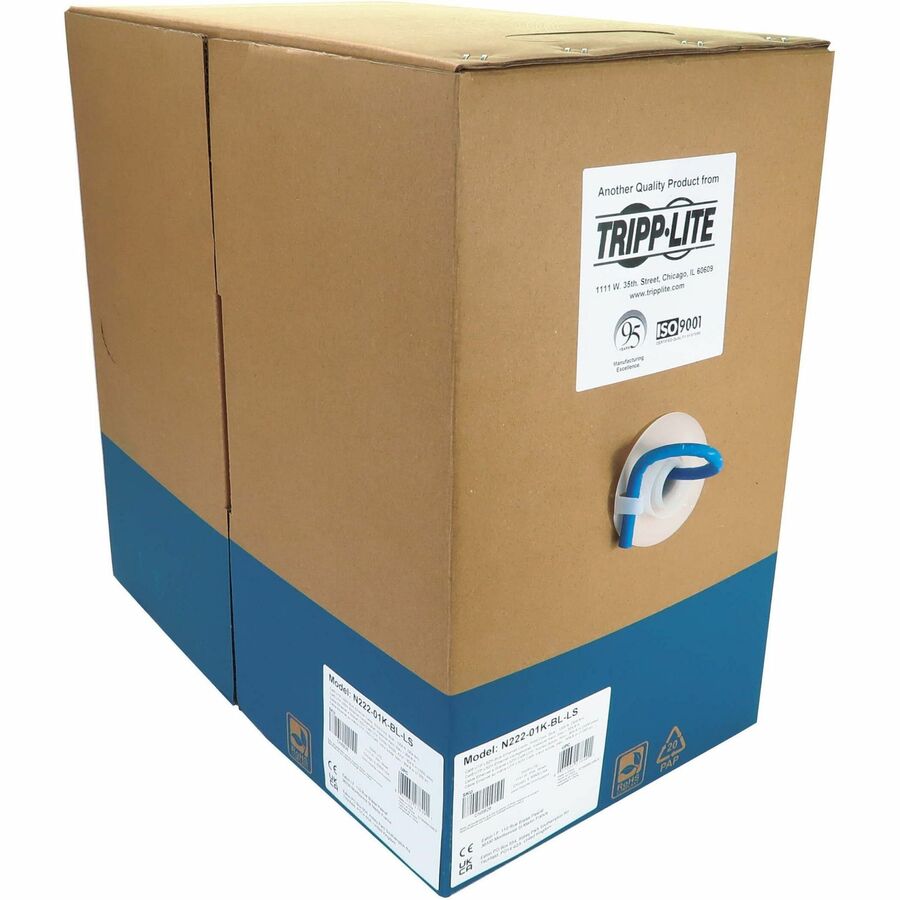 Tripp Lite Cat6 1G Solid Core UTP Bulk Ethernet Cable, LSZH, Blue, 1000 ft. (305 m) -