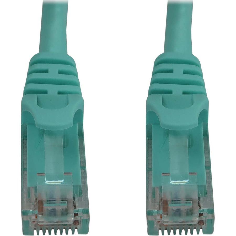 Tripp Lite Cat6a 10G Snagless Molded UTP Ethernet Cable (RJ45 M/M), PoE, Aqua, 1 ft. (0.3 m)