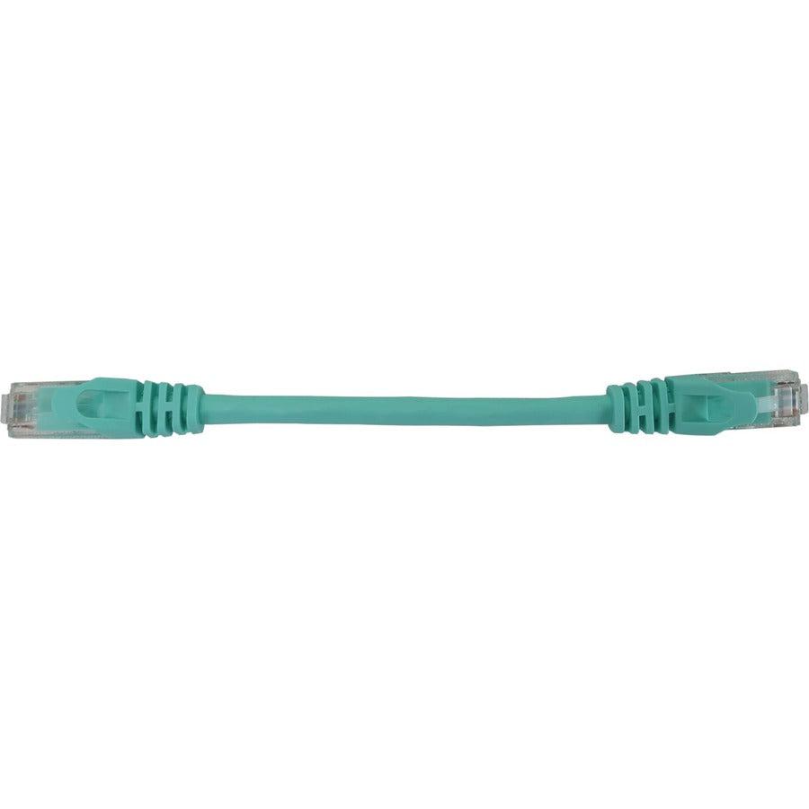 Tripp Lite Cat6a 10G Snagless Molded UTP Ethernet Cable (RJ45 M/M), PoE, Aqua, 6 in. (15 cm)
