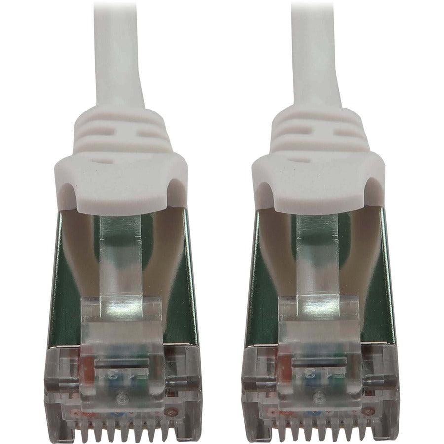Tripp Lite Cat6a 10G Snagless Shielded Slim STP Ethernet Cable (RJ45 M/M), PoE, White, 15 ft. (4.6 m)