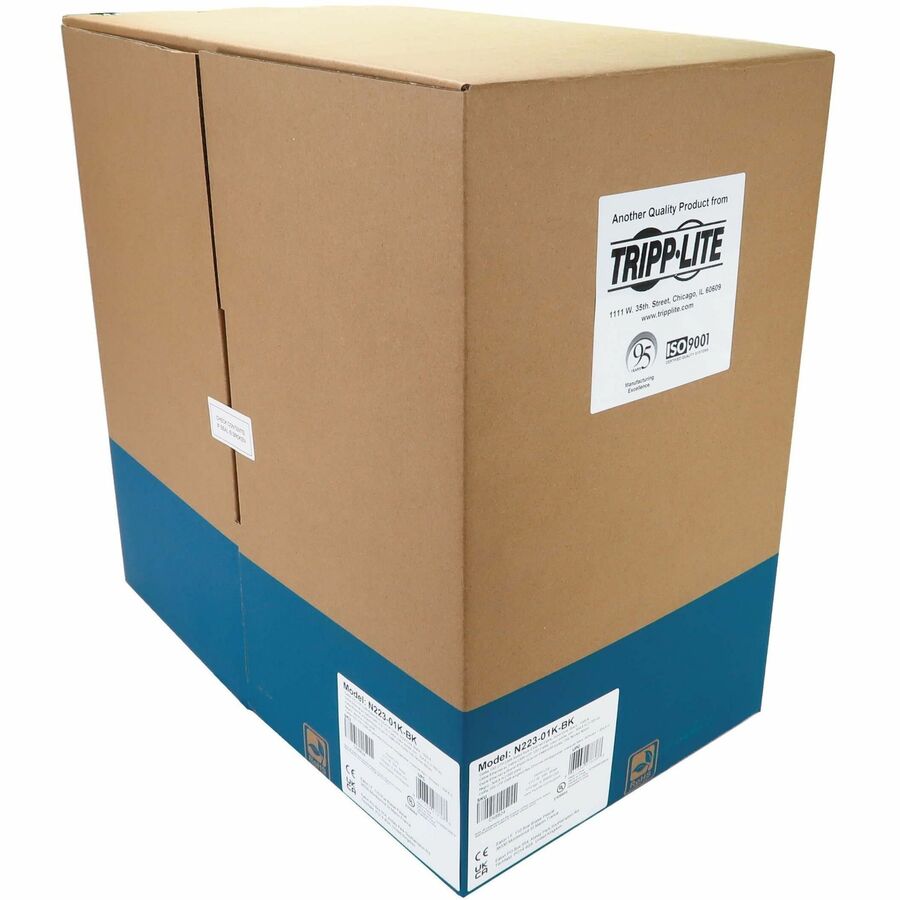 Tripp Lite Cat6a 10G Solid Core UTP Bulk Ethernet Cable CMR Rated Black 1000 ft. (305 m) -