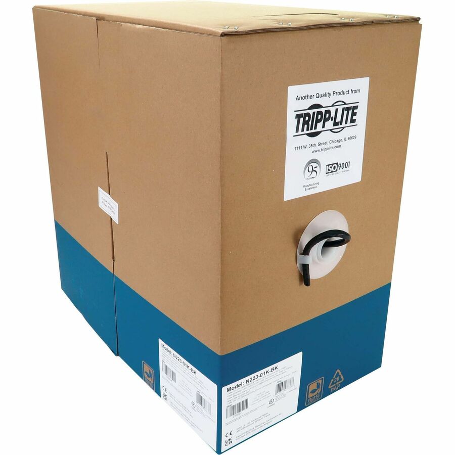 Tripp Lite Cat6a 10G Solid Core UTP Bulk Ethernet Cable CMR Rated Black 1000 ft. (305 m) -