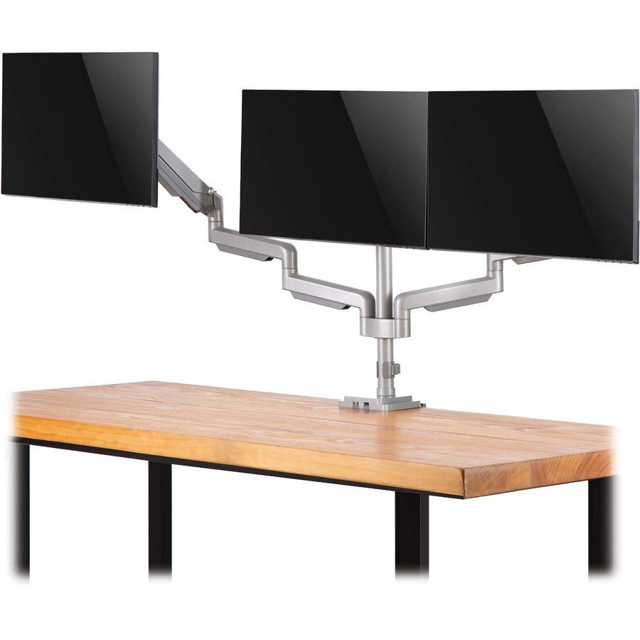Tripp Lite Ddr1730Tal Triple-Display Flex-Arm Desktop Clamp For 17” To 30” Flat-Screen Displays - Usb And Audio Ports, Aluminum