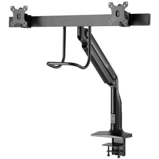 Tripp Lite Dmpdd1735Am Safe-It Precision-Placement Dual-Display Desk Clamp With Antimicrobial Tape For 17” To 35” Displays, Usb Ports