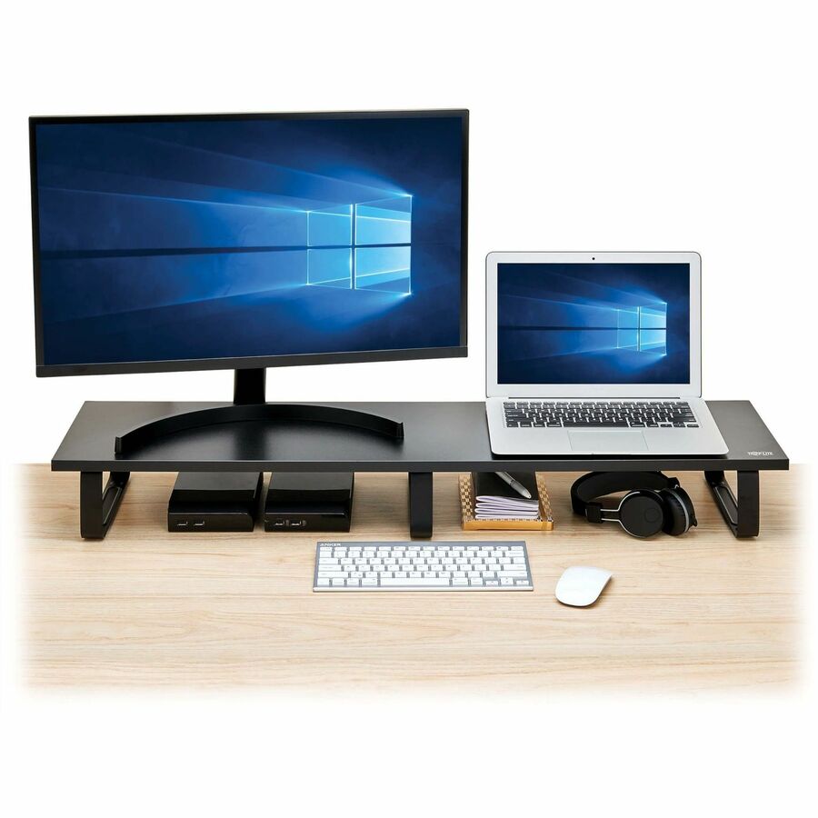 Tripp Lite Extra-Wide Dual-Monitor Riser for Desk, 39 x 10 in. - Wood, Black - Desk -