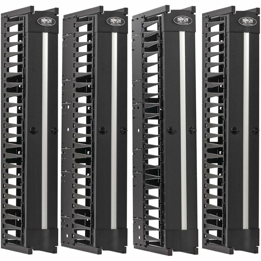 Tripp Lite High-Capacity Vertical Cable Manager - Deep Double Finger Duct with Cover -