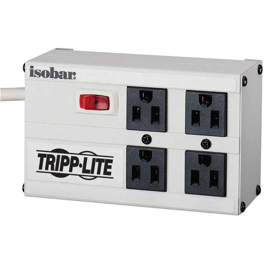 Tripp Lite Isobar 4-Outlet Surge Protector, 6 ft. Cord with Right-Angle Plug, 3330 Joules, Metal Housing