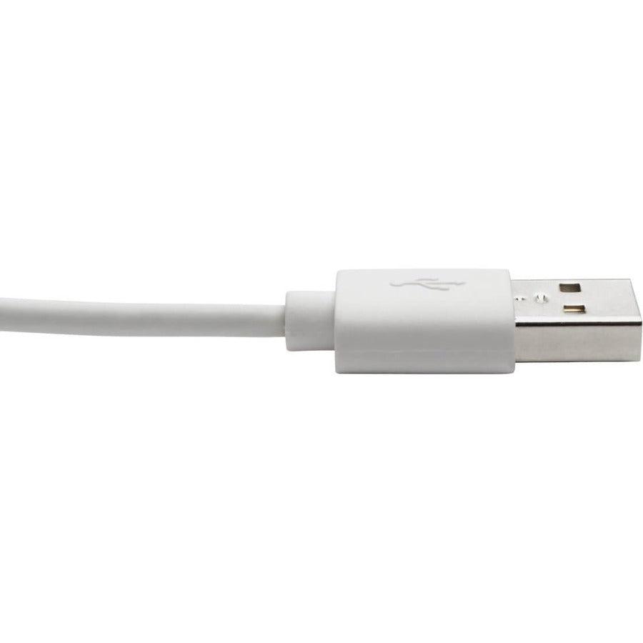 Tripp Lite M100-003-Lra-Wh Right-Angle Usb-A To Lightning Sync/Charge Cable, Mfi Certified - White, M/M, Usb 2.0, 3 Ft. (0.91 M)