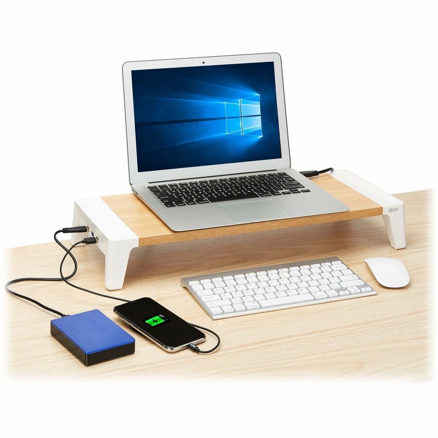 Tripp Lite Monitor Riser for Desk - Wood Top USB-A Charge and Data Ports - 44 lb Load Capa
