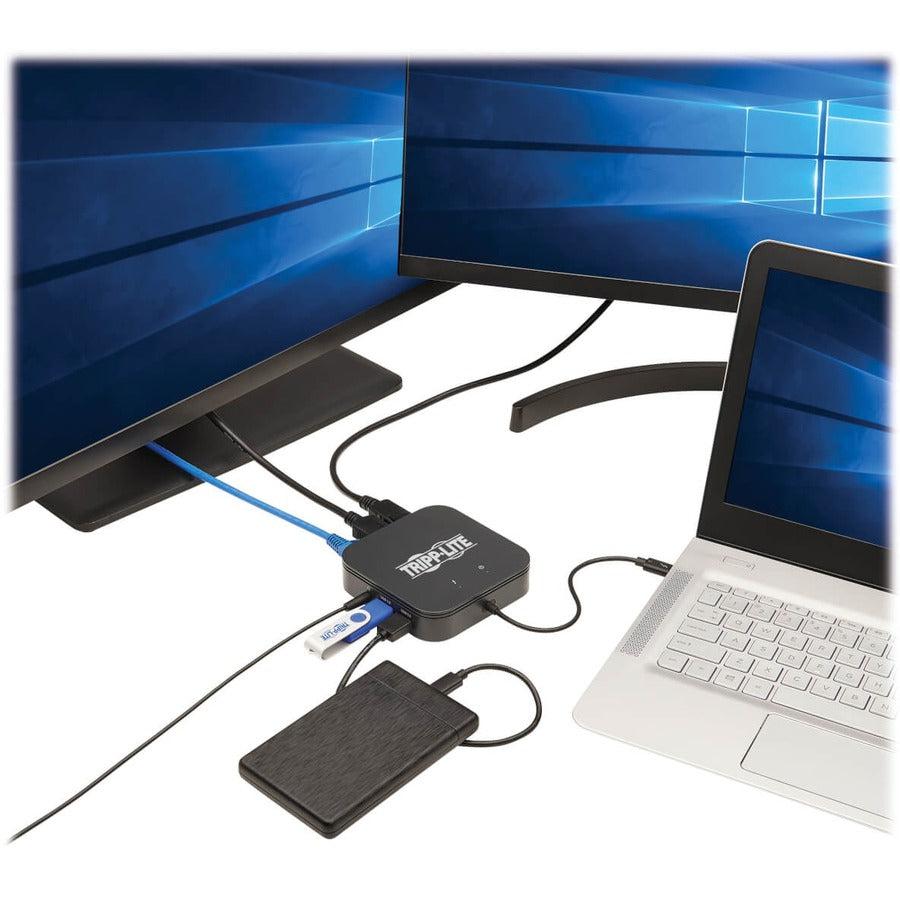 Tripp Lite Mtb3-Dock-04 Thunderbolt 3 Dual Monitor Docking Station - 8K/30Hz Displayport, 4K/60Hz Hdmi, Usb 3.1 Gen 2, Gbe, 60W Pd Charging - Black