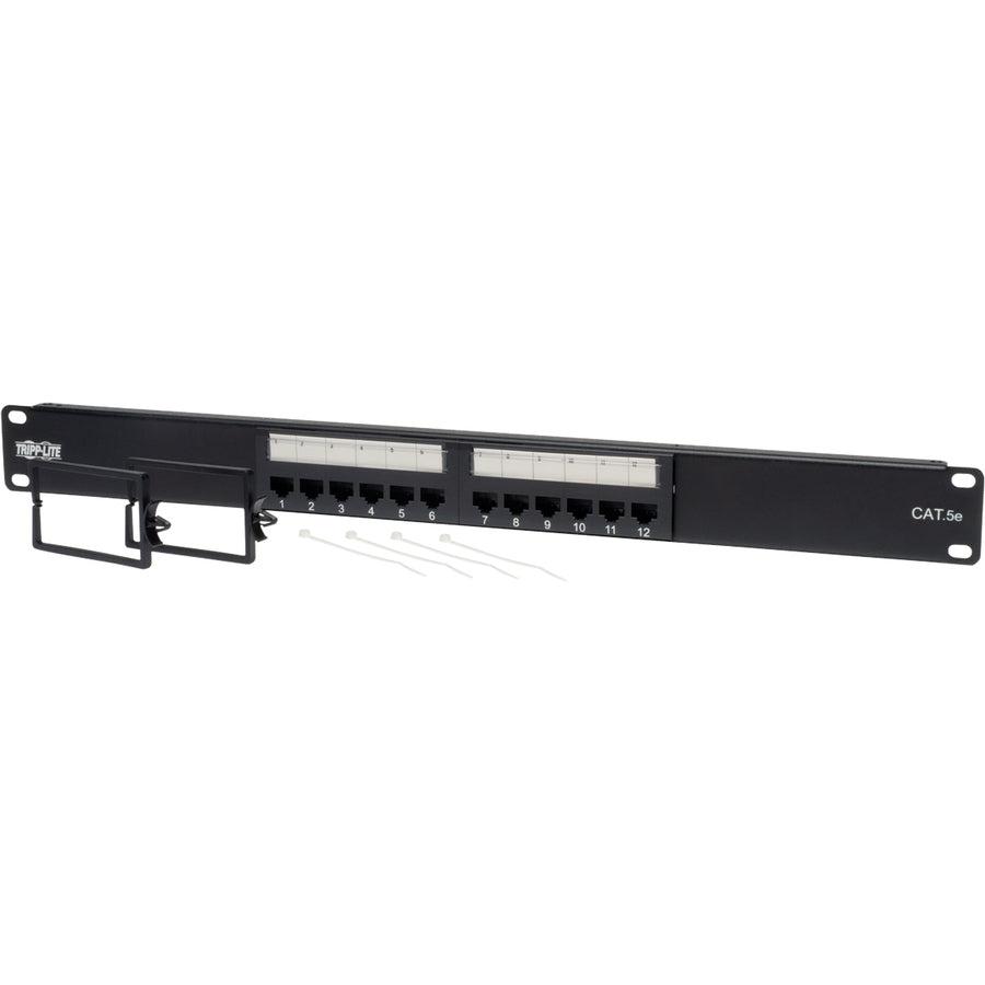 Tripp Lite N052-012 12-Port 1U Rack-Mount Cat5E 110 Patch Panel, 568B, Rj45 Ethernet, Taa
