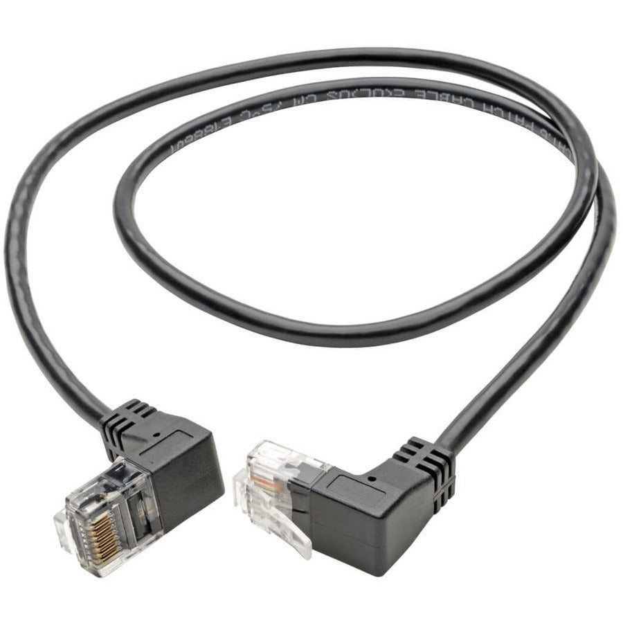 Tripp Lite N201-Sr1-Bk Right-Angle Cat6 Gigabit Snagless Molded Slim Utp Ethernet Cable (Rj45 M/M), Black, 1 Ft. (0.31 M)