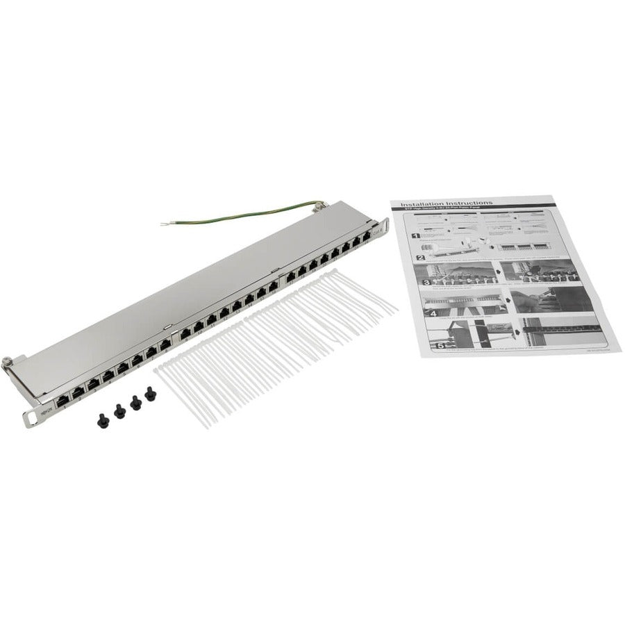 Tripp Lite N252-024-Hu-Shk Cat5E/Cat6 24-Port Patch Panel - Shielded, Krone Idc, 568A/B, Rj45 Ethernet, 0.5U Rack-Mount, Taa