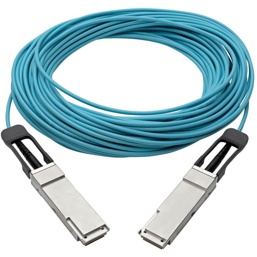 Tripp Lite N28F-20M-Aq Qsfp+ To Qsfp+ Active Optical Cable - 40Gb, Aoc, M/M, Aqua, 20M (65.61 Ft.)