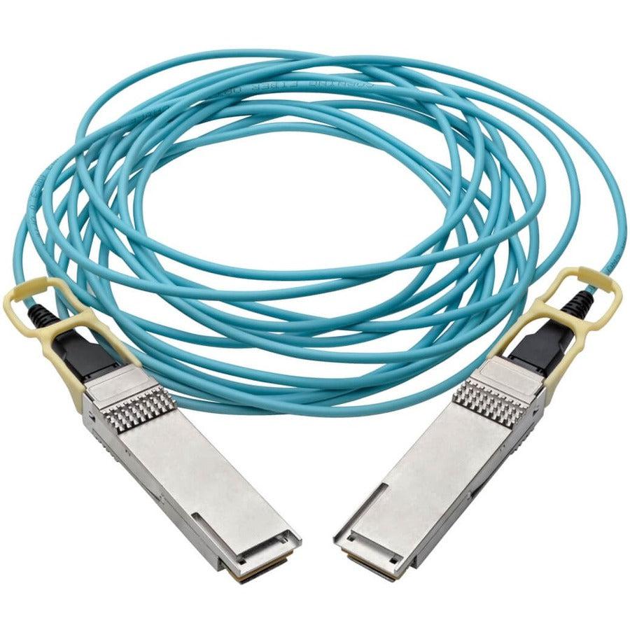 Tripp Lite N28H-05M-Aq Qsfp28 To Qsfp28 Active Optical Cable - 100Gbe, Aoc, M/M, Aqua, 5M (16.4 Ft.)