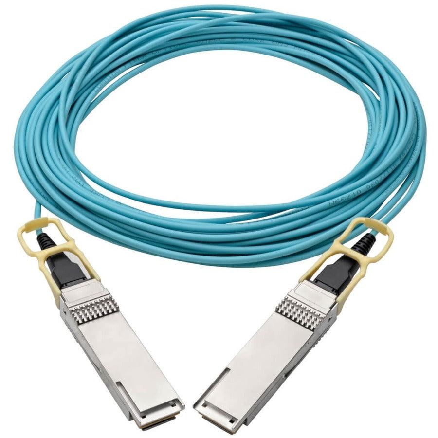 Tripp Lite N28H-15M-Aq Qsfp28 To Qsfp28 Active Optical Cable - 100Gbe, Aoc, M/M, Aqua, 15 M (49.2 Ft.)