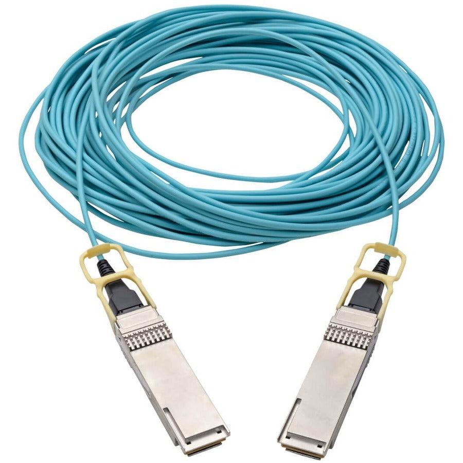 Tripp Lite N28H-20M-Aq Qsfp28 To Qsfp28 Active Optical Cable - 100Gbe, Aoc, M/M, Aqua, 20M (65.61 Ft.)