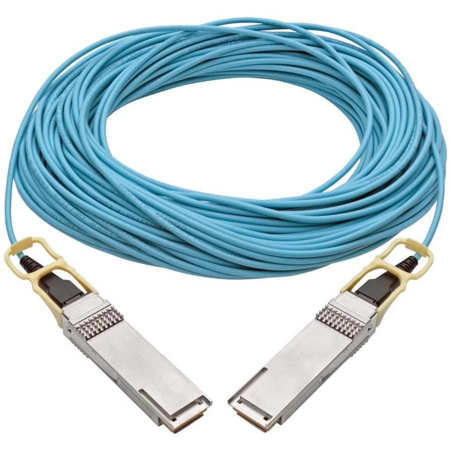 Tripp Lite N28H-30M-Aq Qsfp28 To Qsfp28 Active Optical Cable - 100Gbe, Aoc, M/M, Aqua, 30M (98.42 Ft.)