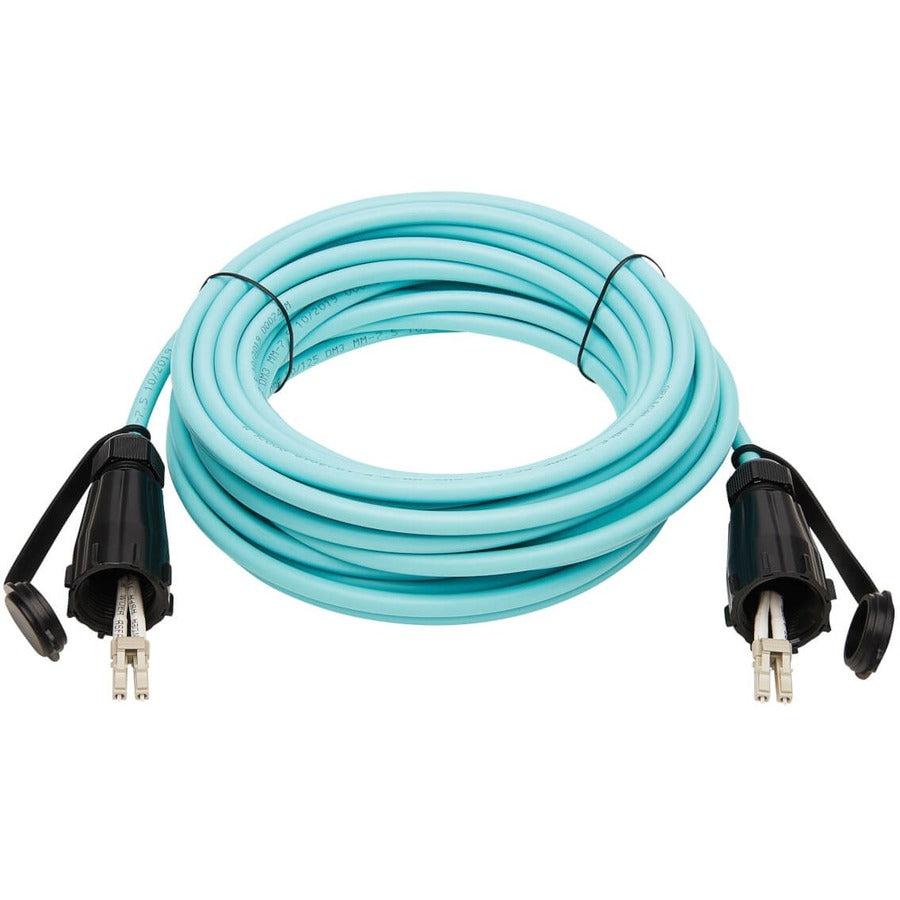 Tripp Lite N820-10M-Ind 10Gb Rigid Industrial Duplex Multimode 50/125 Om3 Fiber Patch Cable (Lc/Lc) - Ip68, Aqua, 10 M (32.8 Ft.)