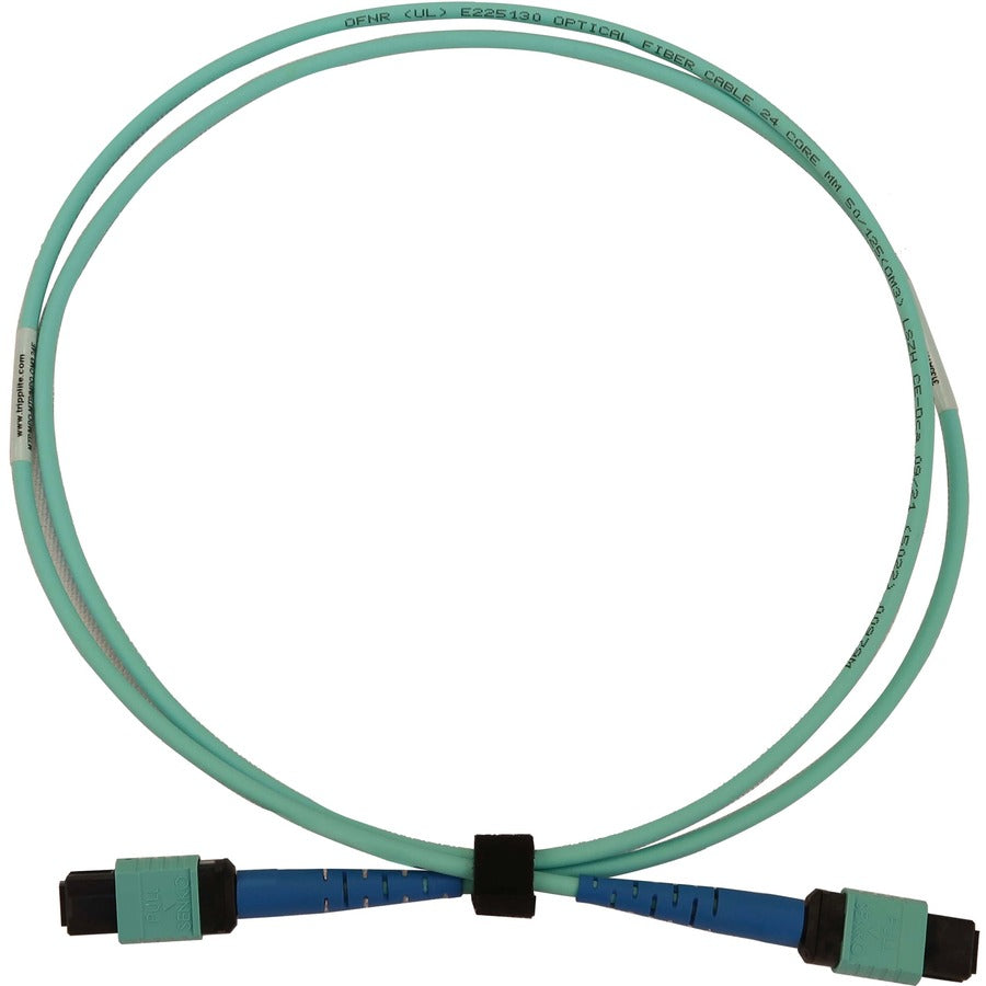 Tripp Lite N846B-03M-24-P 40/100/400G Multimode 50/125 Om3 Fiber Optic Cable (24F Mtp/Mpo-Pc F/F), Lszh, Aqua, 3 M (9.8 Ft.)