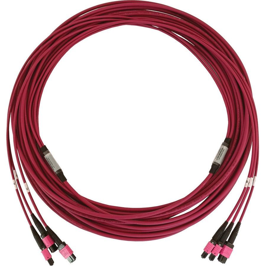 Tripp Lite N858B-15M-3X8Mg 40/100/400G Multimode 50/125 Om4 Fiber Optic Cable (3X8F Mtp/Mpo-Pc F/F), Lszh, Magenta, 15 M (49.2 Ft.)