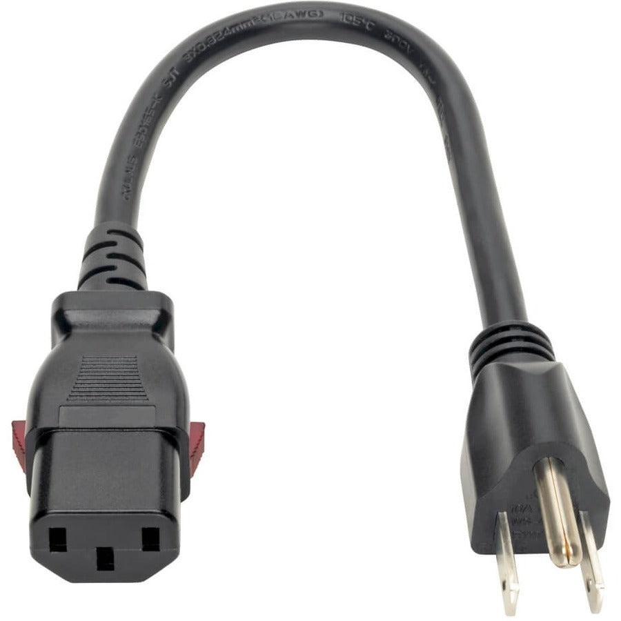 Tripp Lite Nema 5-15P To C13 Computer Power Cord, Locking C13 Connector – 10A, 125V, 18 Awg, 1 Ft.