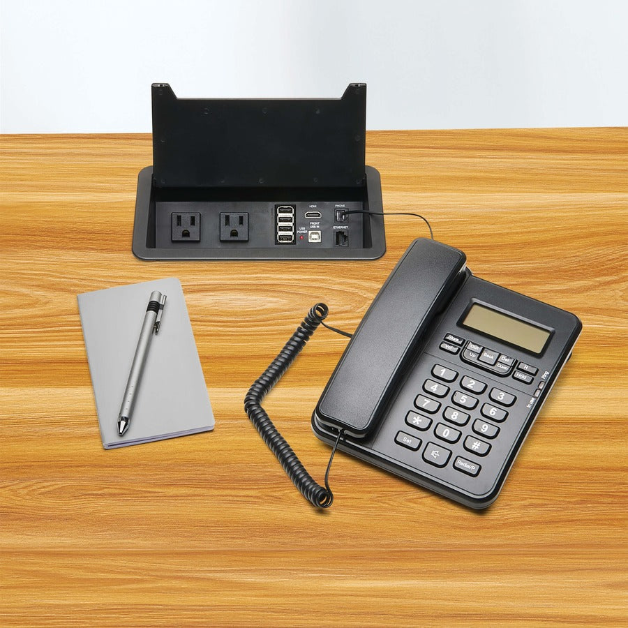 Tripp Lite Power It! 2-Outlet In-Desk Power and Charging Dock - 4x USB-A, USB-B, HDMI,