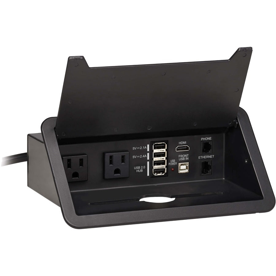 Tripp Lite Power It! 2-Outlet In-Desk Power and Charging Dock - 4x USB-A, USB-B, HDMI,