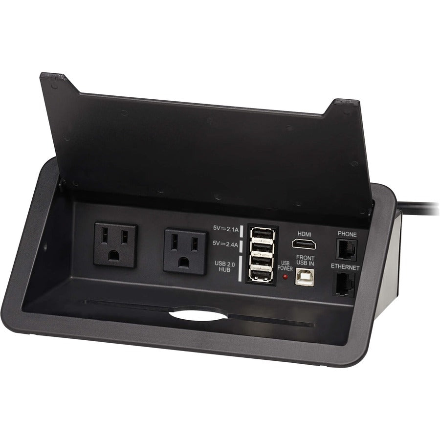 Tripp Lite Power It! 2-Outlet In-Desk Power and Charging Dock - 4x USB-A, USB-B, HDMI,
