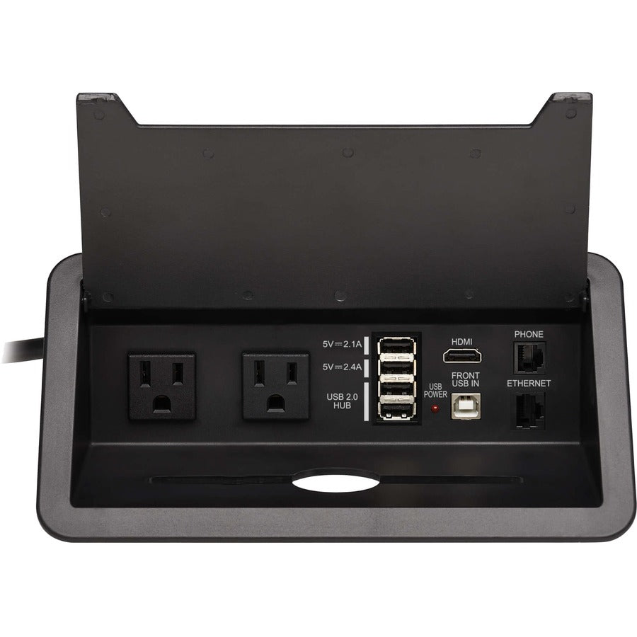 Tripp Lite Power It! 2-Outlet In-Desk Power and Charging Dock - 4x USB-A, USB-B, HDMI,