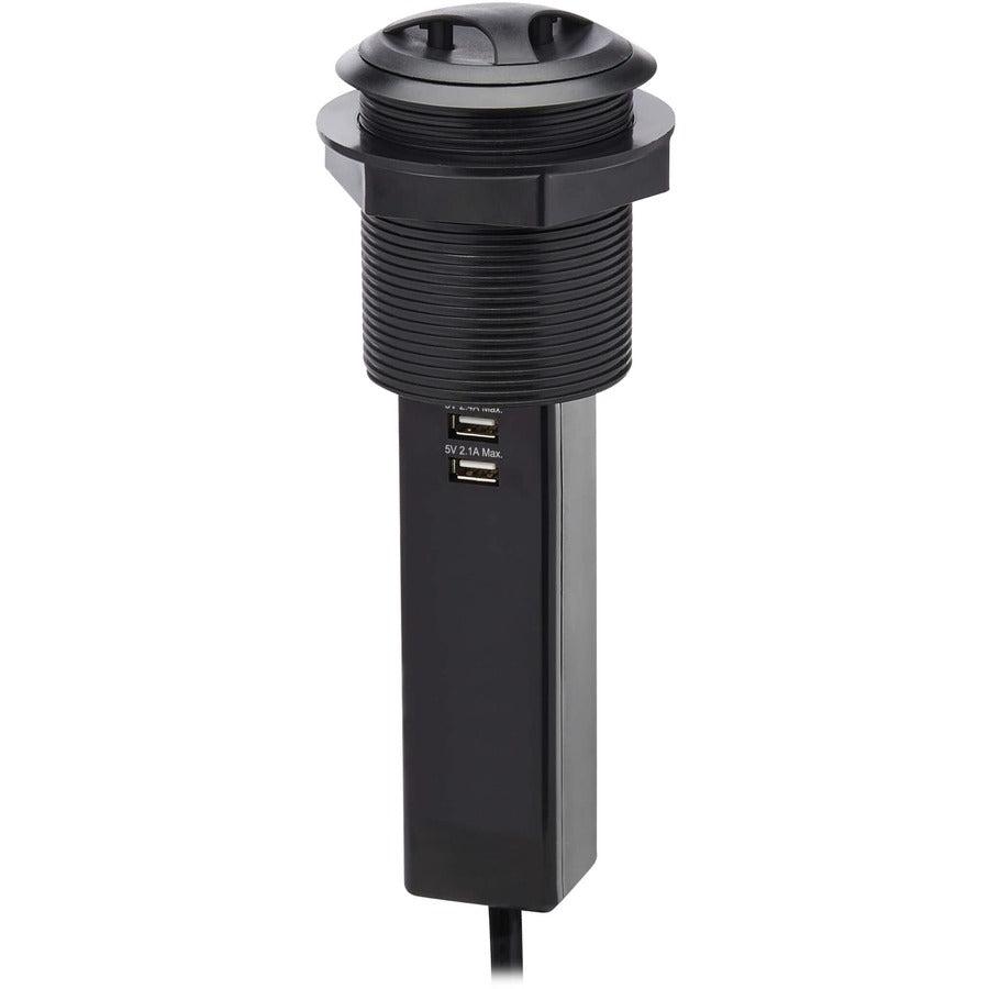 Tripp Lite Power It! 2-Outlet Pop-Up Power and Charging Dock - 2x USB-A, 6 ft. Cord, Antimicrobial Protection, Black