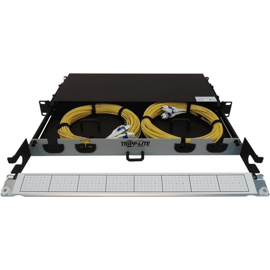 Tripp Lite Preloaded Fiber Panel, 1U - 2X (12F Mtp/Mpo-Apc To 4X Lc Duplex F/M) 8F Trunk Cables, Os2 Singlemode, 20 M (65.6 Ft.)