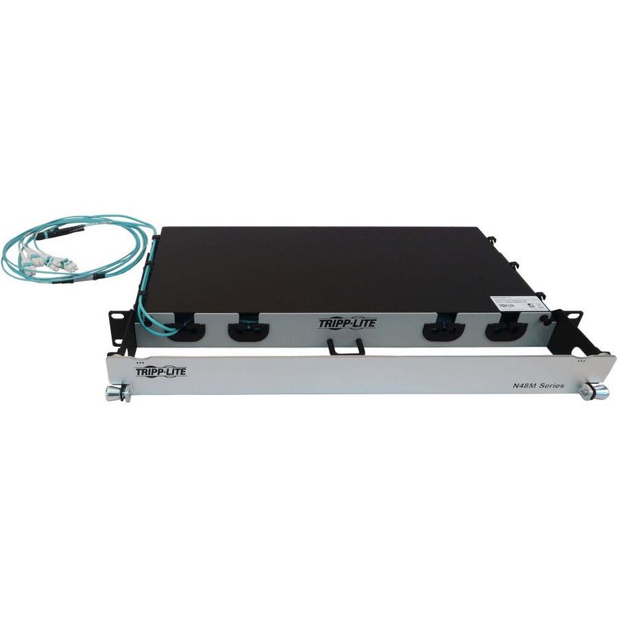 Tripp Lite Preloaded Fiber Panel, 1U - 2X (12F Mtp/Mpo-Pc To 4X Lc Duplex F/M) 8F Trunk Cables, Om4 Multimode, 20 M (65.6 Ft.)