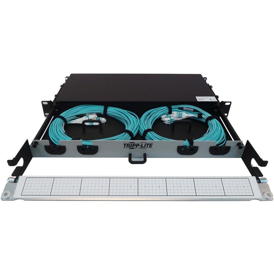 Tripp Lite Preloaded Fiber Panel, 1U - 2X (12F Mtp/Mpo-Pc To 4X Lc Duplex F/M) 8F Trunk Cables, Om4 Multimode, 20 M (65.6 Ft.)