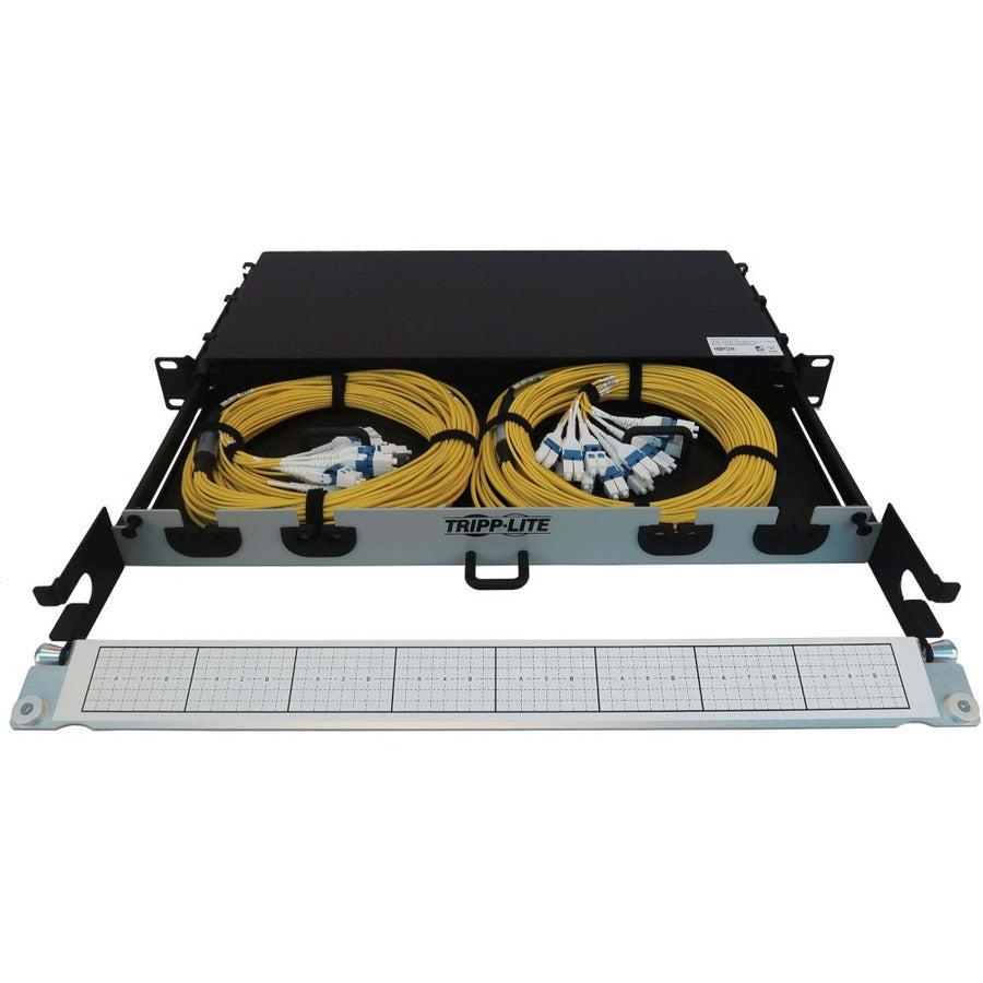 Tripp Lite Preloaded Fiber Panel, 1U - 2X (24F Mtp/Mpo-Apc To 12X Lc Duplex F/M) 24F Trunk Cables, Os2 Singlemode, 20 M (65.6 Ft.)