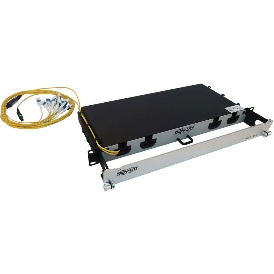 Tripp Lite Preloaded Fiber Panel, 1U - 2X (24F Mtp/Mpo-Apc To 12X Lc Duplex F/M) 24F Trunk Cables, Os2 Singlemode, 20 M (65.6 Ft.)
