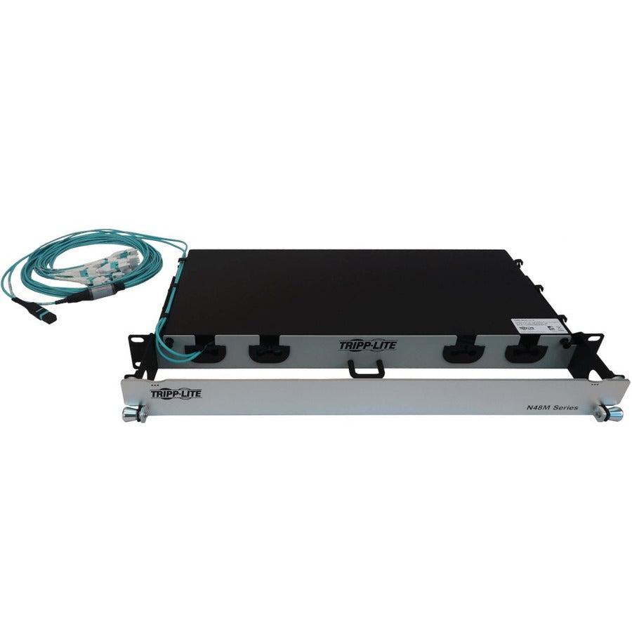Tripp Lite Preloaded Fiber Panel, 1U - 2X (24F Mtp/Mpo-Pc To 12X Lc Duplex F/M) 24F Trunk Cables, Om4 Multimode, 10 M (32.8 Ft.)